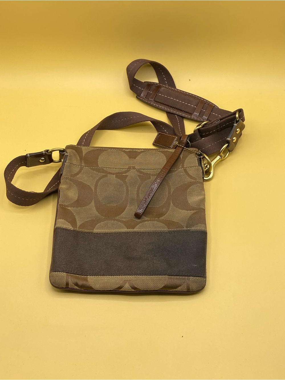 Coach Brown Signature Canvas Small Crossbody Bag